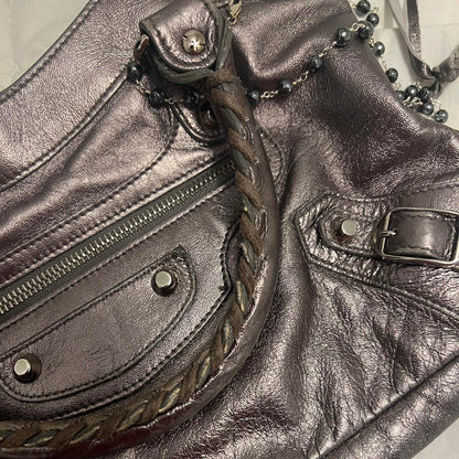 PreOwned RARE BALENCIAGA METALLIC SILVER CITY BAG
